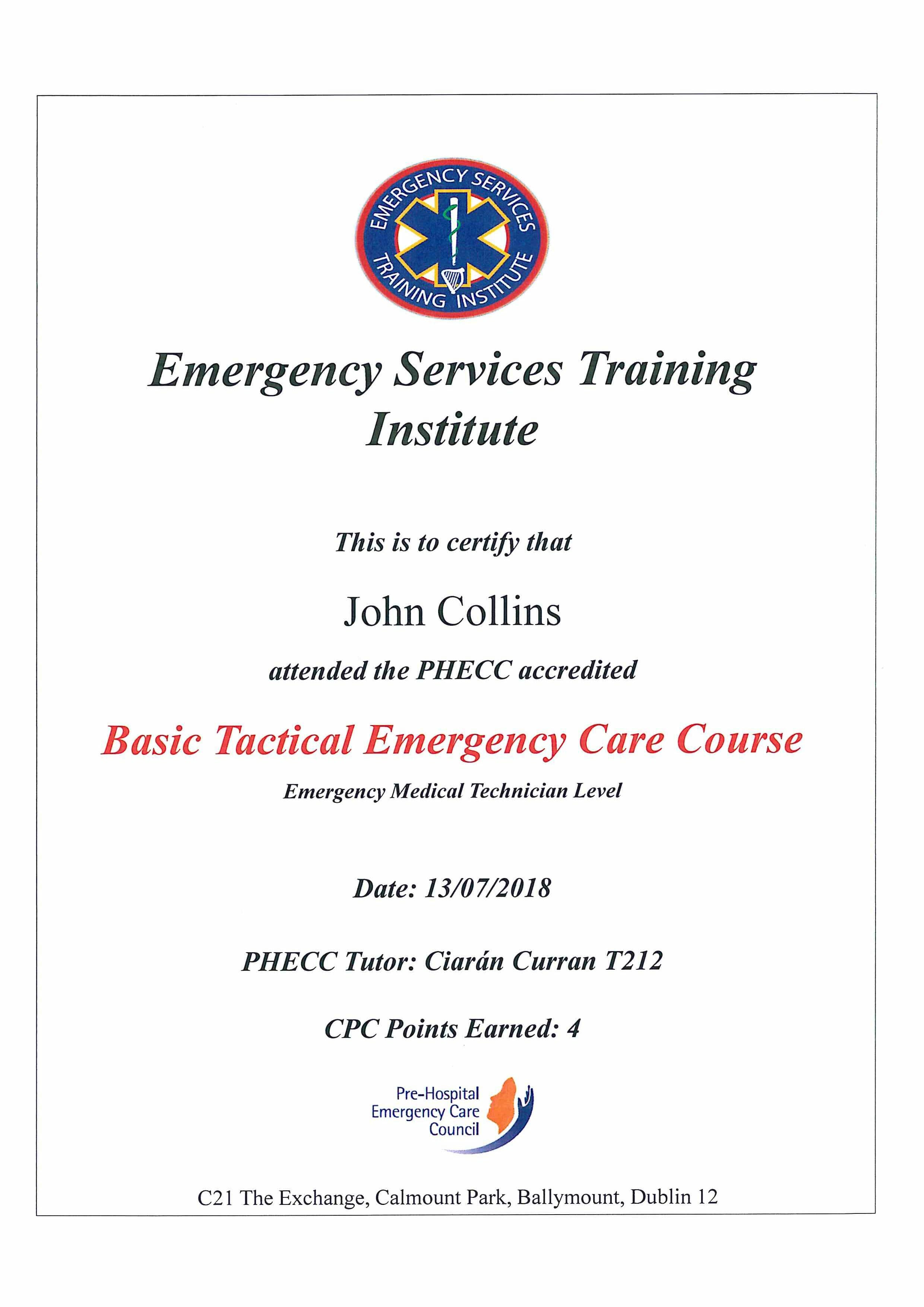 Basic Tactical Emergency Care
